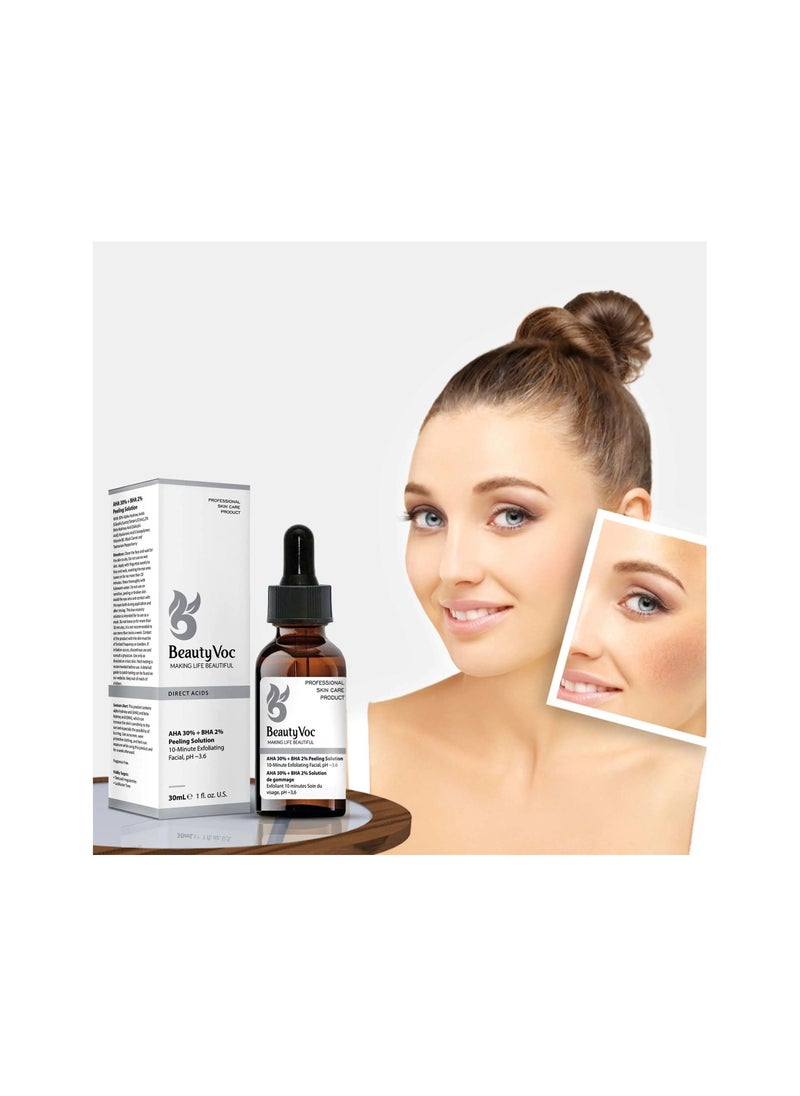 BEAUTY VOC - АНА 30% + ВНА 2% Peeling Solution Serum Enriched with Alpha and Beta Hydroxy Acids Blend for Gentle Exfoliation, Pore Clearance, Enhanced Skin Texture, Smoother and More Refined Complexion 30ml - Image 1