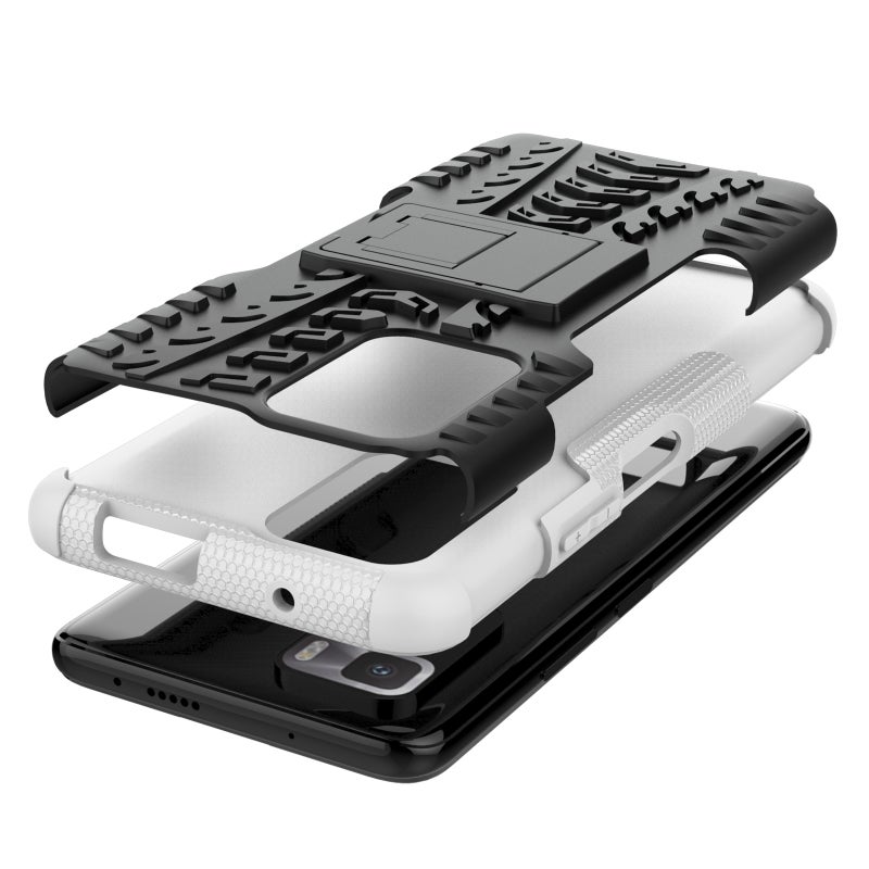 HuHa Case Cover For Xiaomi Poco X3 GT Tire Texture Shockproof TPU+PC Protective Case with Holder(White) - Image 4