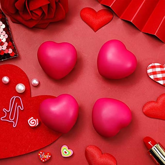 Sumind 50 Pieces Valentines Day Heart Smile Face Stress Balls, Mini Foam Balls, Smile Stress Balls for School Carnival Reward, Valentine Party Bag Fillers, DIY Ball Rose Red - Image 3