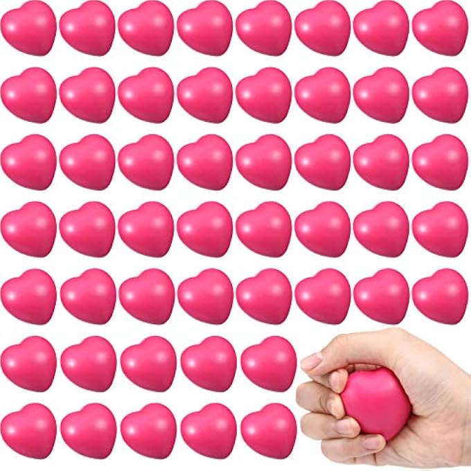 Sumind 50 Pieces Valentines Day Heart Smile Face Stress Balls, Mini Foam Balls, Smile Stress Balls for School Carnival Reward, Valentine Party Bag Fillers, DIY Ball Rose Red - Image 1