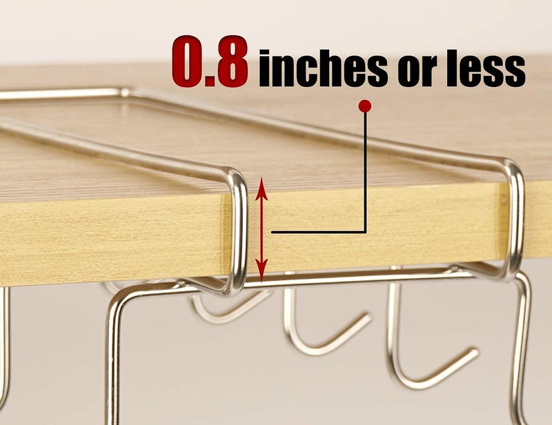 Zollyss 304 Stainless Steel Under Shelf Coffee Mug Cup Holder Rack Organizer Stand for Kitchen Counter, Cabinet, Table with 10 Hooks, Pack of 1 - Image 2