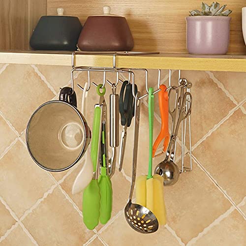 Zollyss 304 Stainless Steel Under Shelf Coffee Mug Cup Holder Rack Organizer Stand for Kitchen Counter, Cabinet, Table with 10 Hooks, Pack of 1 - Image 3