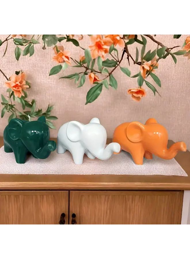 3PCS European Style Abstract Ceramic Elephant Statues Handmade Home Decor Accents - Image 5