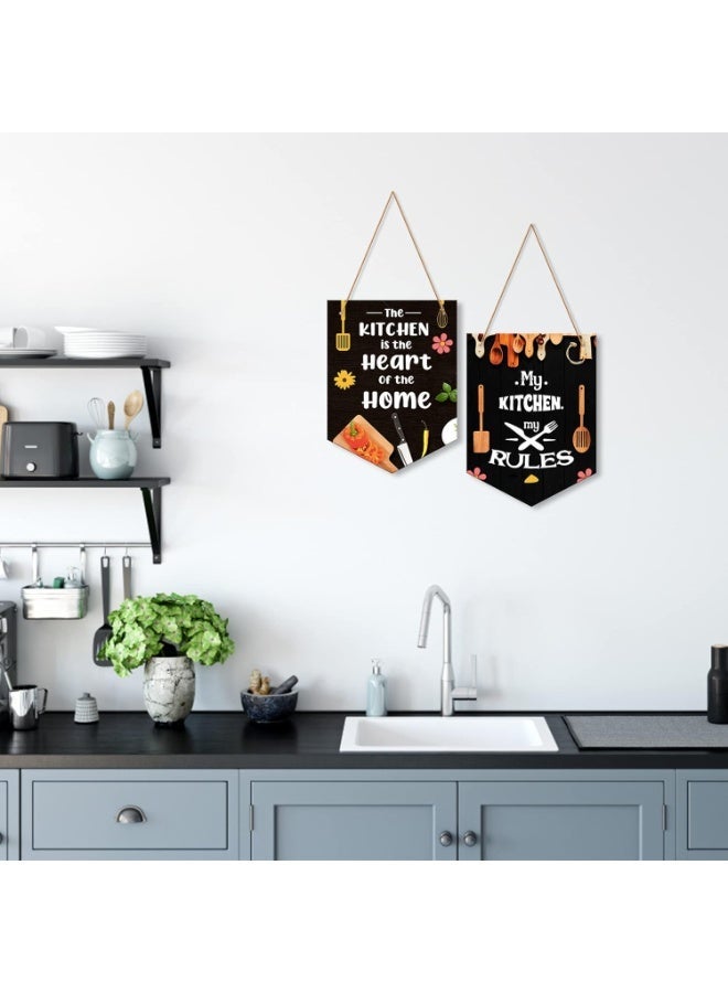 Artvibes My Kitchen is Heart of Home,My Kitchen My Rule- Decoration Printed MDF Wooden Wall Art For Kitchen | Restaurants | Quotes Decor | Kitchen Quotes Wall Hanging | Wall Illustrations | Gift (WH_7101N), Set of 2 - Image 4