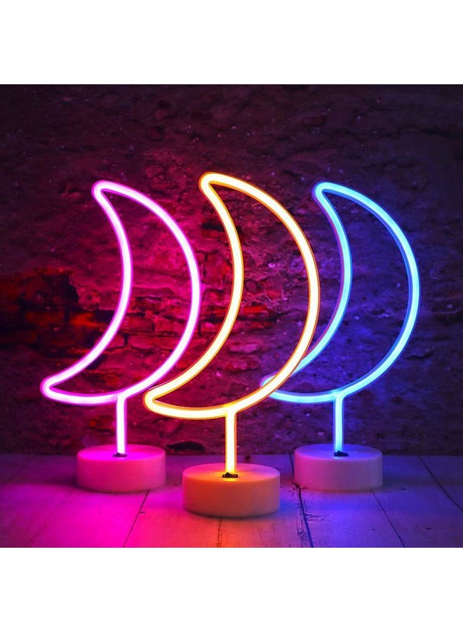 Vicila Neon Moon Lights, LED Moon Decor Neon Signs Art Decorations Crescent Night Lights Lamp for Party Supplies, Children Kids Girls Gift-Moon with Holder Base(Blue) - Image 4