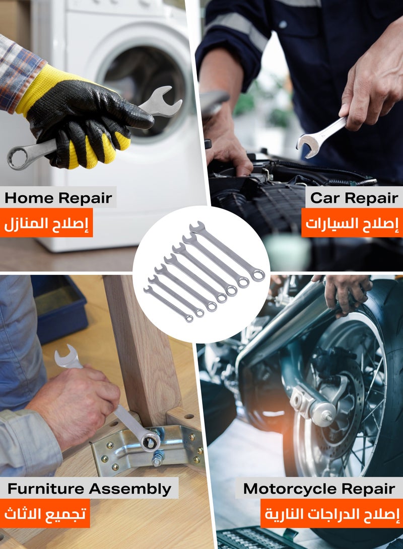 HOMESTAR Combination Spanner Set-7 Pieces-Chrome-plated Precision Open-end Wrench Set-for DIY and Professional Repair Maintenances in Automotive Household Plumbing Workshop Electrical Mechanics - Image 4