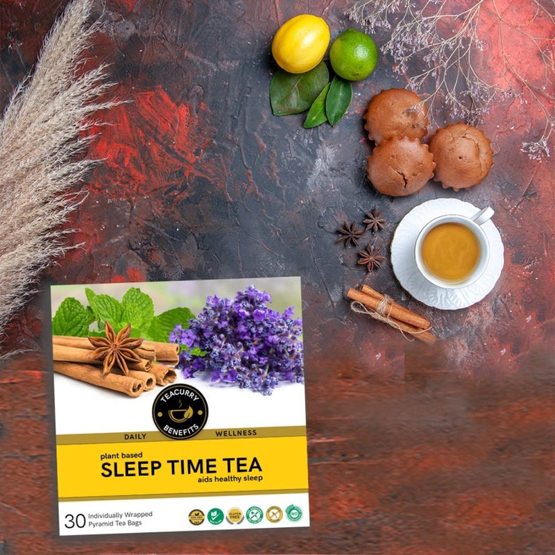 TEACURRY Sleep Tea (2 Months Pack, 60 Tea Bags) - Helps with Snoring, Insomnia, Stress - Sleep Tea Bags - Tea for Good Sleep - Sleep Time Tea Insomnia | Relax Tea - Image 4