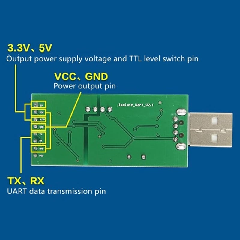 Fafeicy محول USB إلى TTL تسلسلي 3.3 فولت 5 فولت عالي السرعة مع عازل ضوئي - Image 3
