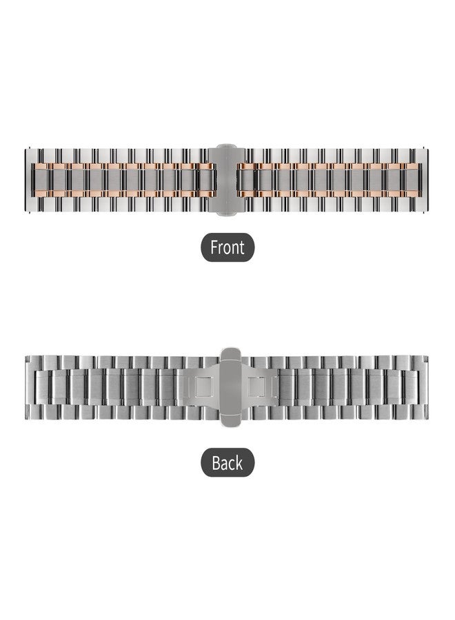 TStrap Metal Watch Band 18mm - Silver Rose Quick Release Watch Bands for Men Women - Stainless Steel Smart Watch Strap Bracelet Replacement Polished - 12mm ... 20mm 22mm 24mm - Image 2