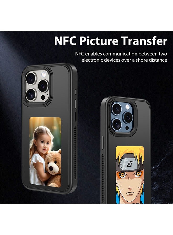 ليكسين جراب هاتف ذكي من نوع حبر لهاتف iPhone 15 Pro Max، جراب هاتف NFC DIY بصور قابلة للتخصيص، غطاء واقي مقاوم للصدمات ومضاد للخدش وشاشة تدوم طويلاً (أسود) - Image 2