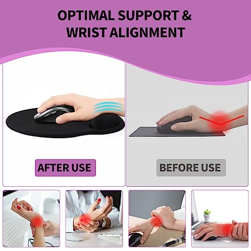 eulps Mouse Pad with Wrist Rest, Comfortable Computer Mousepad with Gel Wrist Support Smooth Surface and Non-Slip PU Base for Pain Relief, Laptop, Office & Home (Mauve Twilight) - Image 4