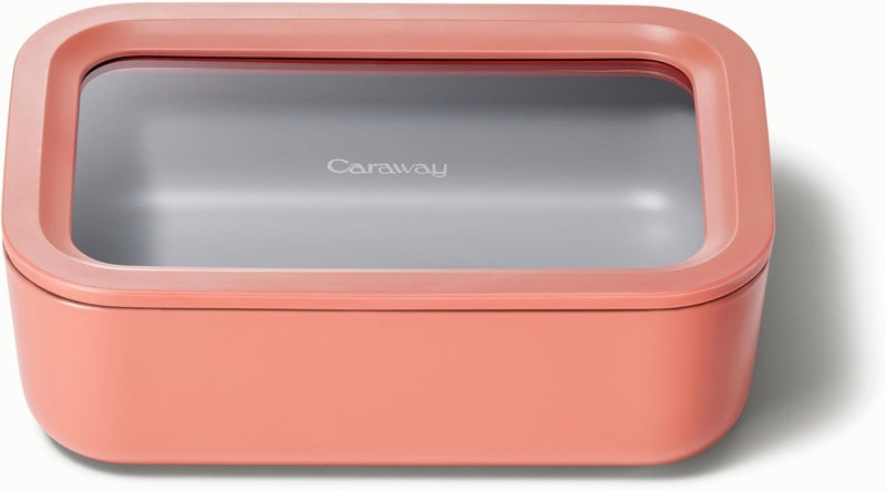 CARAWAY Glass Food Storage - 6.6 Cup Ceramic Coated Container - Non-Toxic, Non-Stick Lunch Box With Lids - Dishwasher, Oven, & Microwave Safe - Perracotta - Image 1