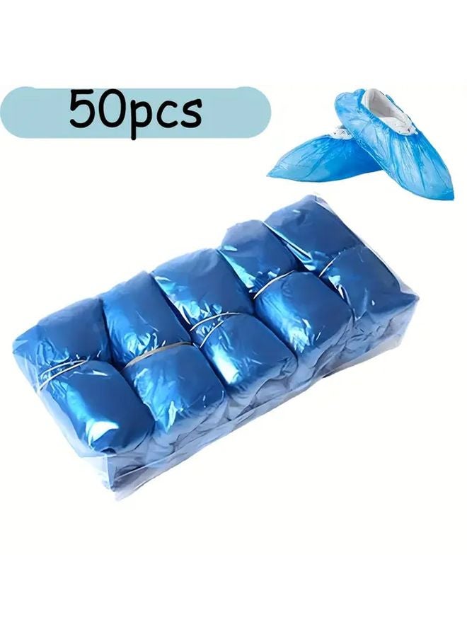 50 قطعة أغطية أحذية سميكة من البولي إيثيلين بفتحة مرنة تناسب جميع الأحذية دخول منزلي نظيف وخالي من القلق - Image 1