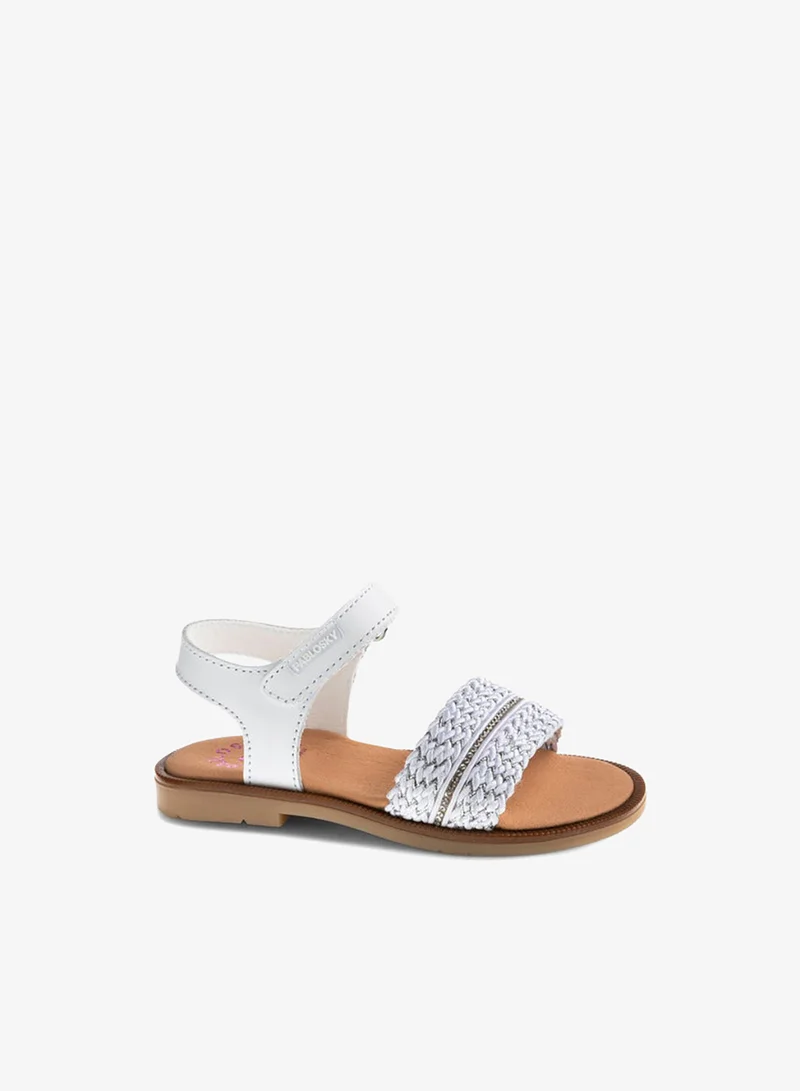 Pablosky Girls Braided Hook & Loop Sandals