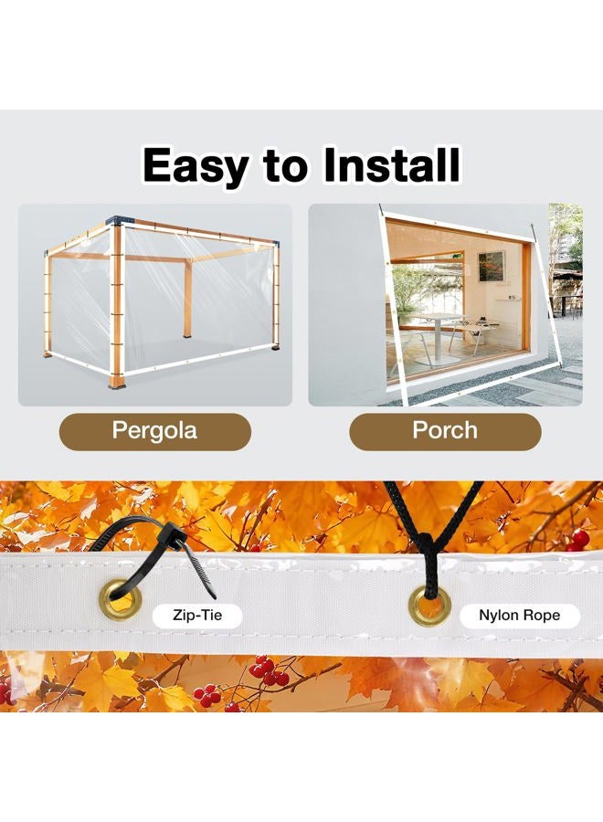 Artpuch غطاء شفاف مقاوم للماء 8x10 قدم، أغطية PVC ثقيلة مع حواف معززة، قماش شفاف بسماكة 14 مل للاستخدام الخارجي في الحدائق والبيوت الزجاجية والنباتات - Image 4
