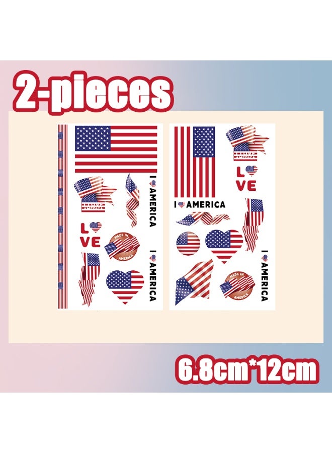 2-Pieces World Cup Soccer Temporary Tattoos, 2-Piece Face Stickers for Sports Fans, Waterproof Soccer Themed Tattoos for Game Day Parties
