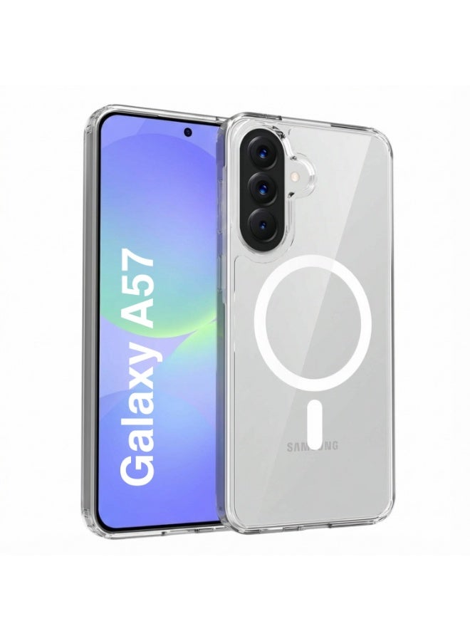 Betcolyn for Samsung Galaxy A57 Case, Strong Magnetic, Shockproof TPU+PC Hybrid Protection, Slim Fit Anti-Yellowing Precise Cutouts Transparent Cover - Clear