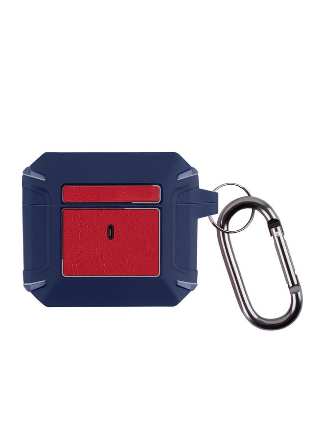 Raxoom Case Cover Leather Texture Armor Earphone Protective Case For AirPods 3 Blue+Red