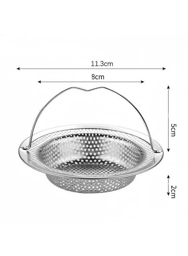 2 Pack Kitchen Sink Drain Strainer with Handle, Stainless Steel Large Kitchen Sink Drain Basket Food Catcher, 4.5 inch Diameter, Rust Free - Image 2