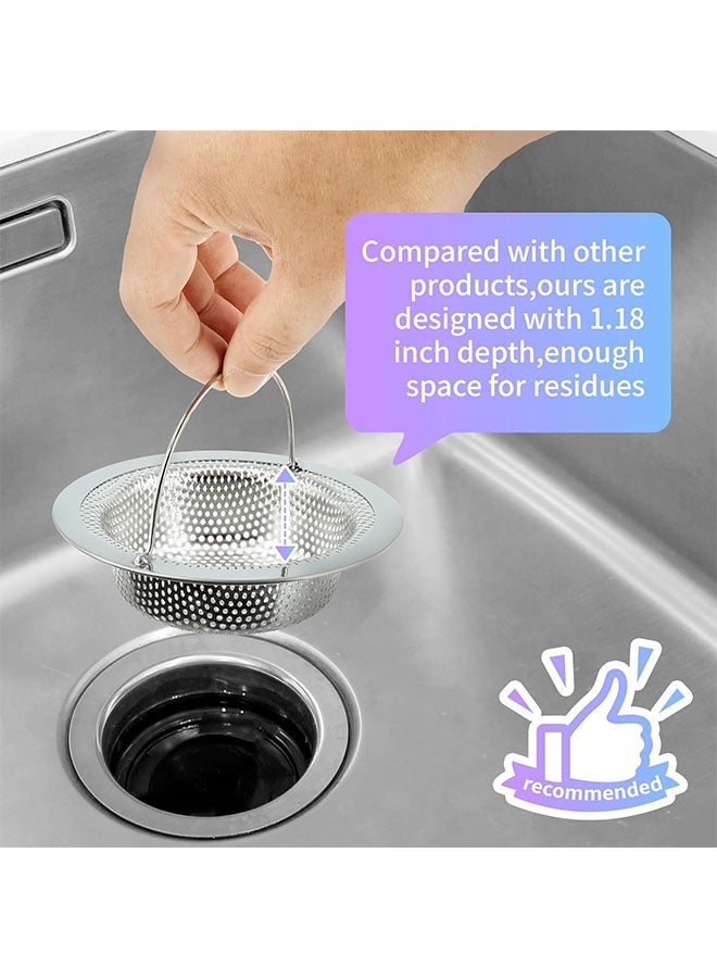 2 Pack Kitchen Sink Drain Strainer with Handle, Stainless Steel Large Kitchen Sink Drain Basket Food Catcher, 4.5 inch Diameter, Rust Free - Image 4