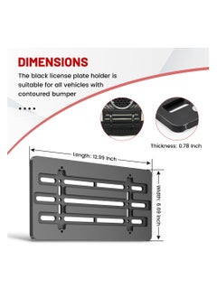 SYOSI Front License Plate Bracket Holder, Universal Front Bumper License Plate Mounting Kit, Frame Tag Universal,  Car Tag Adapter, for Car Truck Van SUV with 6 Screws and Wrench Kit, Black Easy Mount  - Image 2