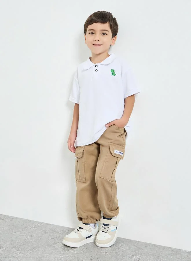 Styli Kids Beige Cotton Cargo Joggers