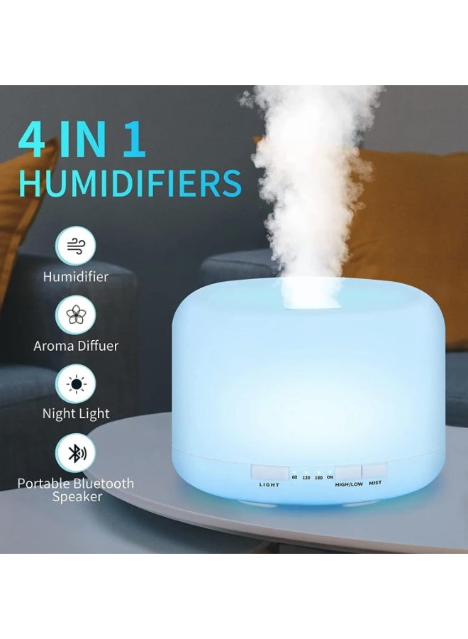 UanTii 500ml Essential Oil Diffuser with Bluetooth Speaker 7 Color Night Light with Remote Control, Electric Aroma Ultrasonic Aromatherapy Humidifier, Timer and Auto Shut Off (With Bluetooth Speaker) - Image 3