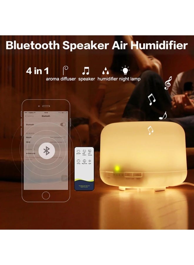 UanTii 500ml Essential Oil Diffuser with Bluetooth Speaker 7 Color Night Light with Remote Control, Electric Aroma Ultrasonic Aromatherapy Humidifier, Timer and Auto Shut Off (With Bluetooth Speaker) - Image 4