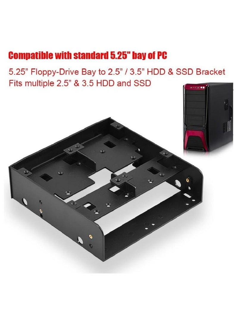 5.25 to 3.5/2.5  Floppy-drive Bay Bracket, 2.5" / 3.5" HDD/SSD to 5.25" Drive Bay Computer Mounting Bracket Adapter for Desktop - Image 3