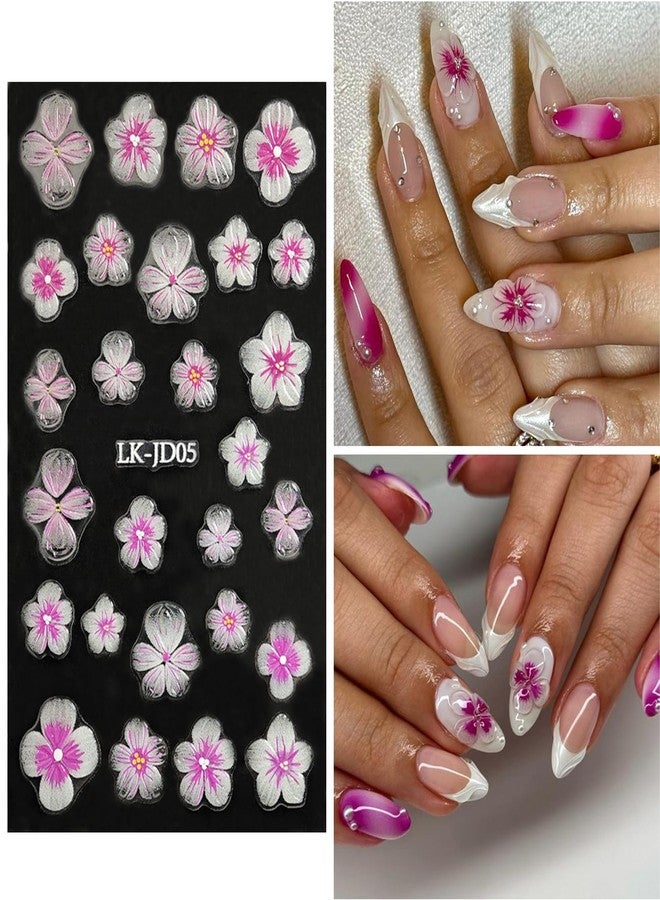 VOTACOS Flowers Nail Stickers 5D Embossed Nail Art 6 Sheets Colorful Nails Decals 3D Self-Adhesive Plumeria Supplies for Women Girls Manicure Nail Decoration Spring Summer Nails Design Sticker - Image 3