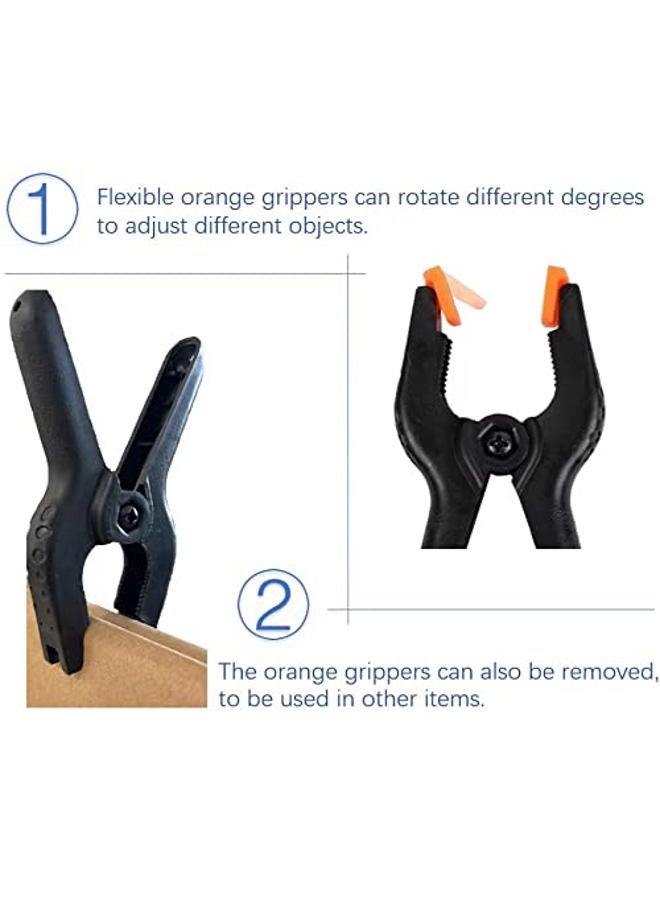 FRICHOM Nother 10 Packs of 3.5 inch Professional Plastic Small Spring Clamps 3 inch or Backdrop Clips for Woodworking, Photo Backdrop, Background Stand, Home Improvement and so on - Image 5