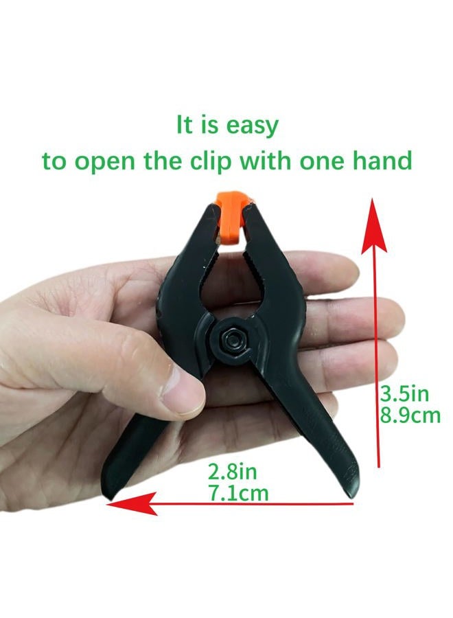 FRICHOM Nother 10 Packs of 3.5 inch Professional Plastic Small Spring Clamps 3 inch or Backdrop Clips for Woodworking, Photo Backdrop, Background Stand, Home Improvement and so on - Image 2