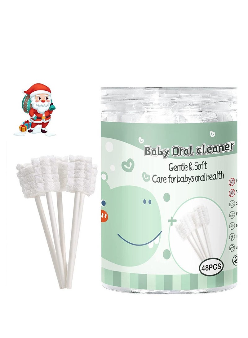 Baby Oral Cleaner Tongue Cleaner Newborn Tongue Cleaner 0-3 Months Baby Tongue Cleaner Baby Tongue Brush Infant Mouth Cleaner 48Pcs+1 Finger Toothbrush with Cases  - Image 1
