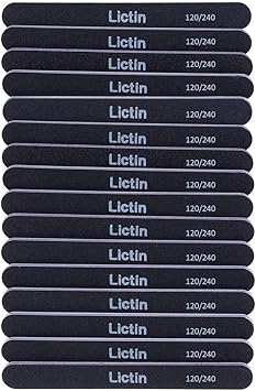 Lictin مجموعة من 16 ملف أظافر احترافي مزدوج الجوانب من ليكتين، 120240 حبيبة، أسود - Image 2