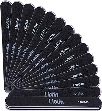 Lictin مجموعة من 16 ملف أظافر احترافي مزدوج الجوانب من ليكتين، 120240 حبيبة، أسود - Image 1