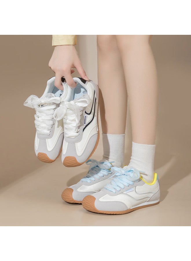 Pull Back Warrior Women's Retro Colorblock Sneakers Soft Sole Sports Shoes Wxy4774 Beige Gray Yellow Blue Size 40 - Image 4
