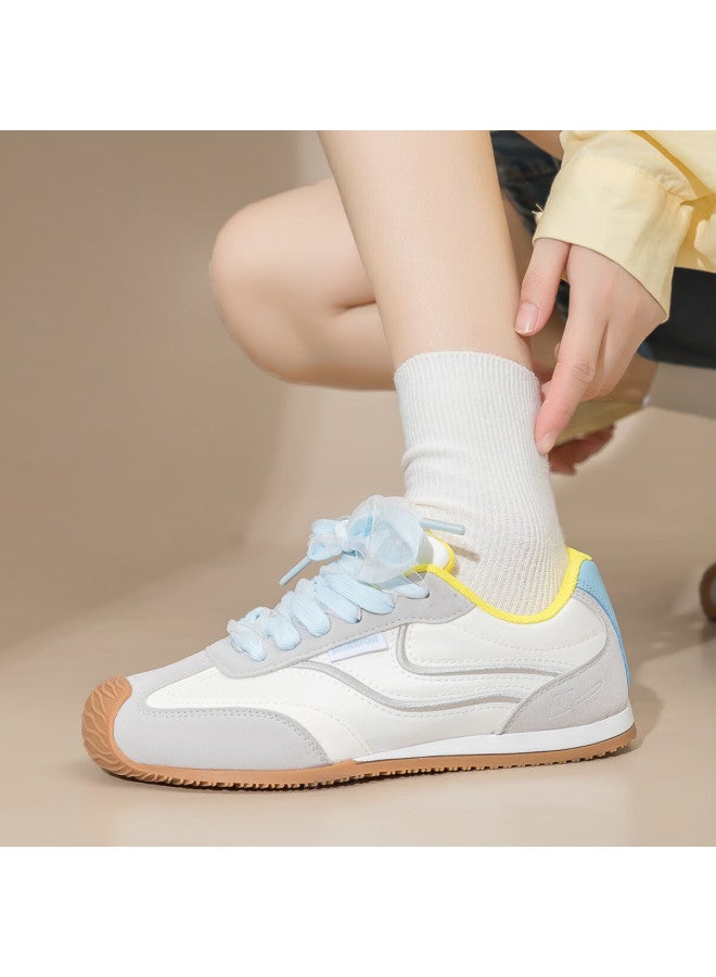 Pull Back Warrior Women's Retro Colorblock Sneakers Soft Sole Sports Shoes Wxy4774 Beige Gray Yellow Blue Size 40 - Image 2