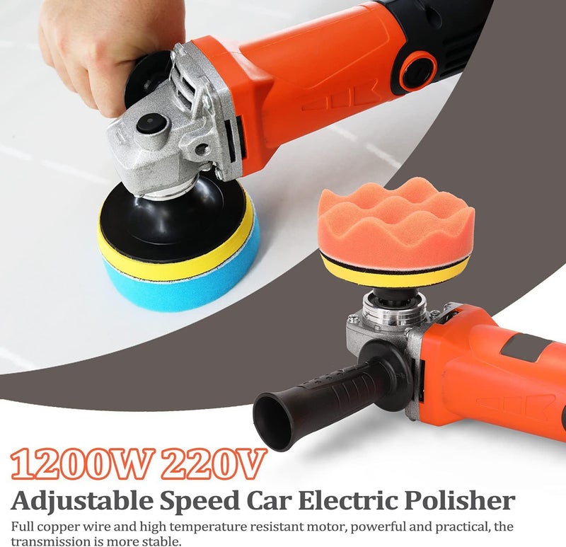 joyzzz Car Electric Polisher, 1200W 220V Adjustable Speed Car Electric Polisher, Buffer Polisher, Wet Polisher Grinder, Low Noise Handle Polisher For Car Polishing, Waxing, Glaze, Sanding - Image 2