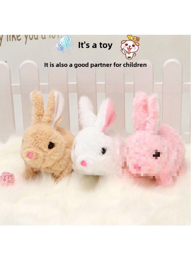 محاكاة أرنب كهربائي من القطيفة لعبة أرنب سيطلق عليها الأطفال اسم الطفل الأليف القفز على شكل أرنب أبيض هدية عيد ميلاد - اللون: أرنب أبيض + جرس + مقود - المواصفات: حزمة الشحن (إرسال مفك البراغي) - Image 4