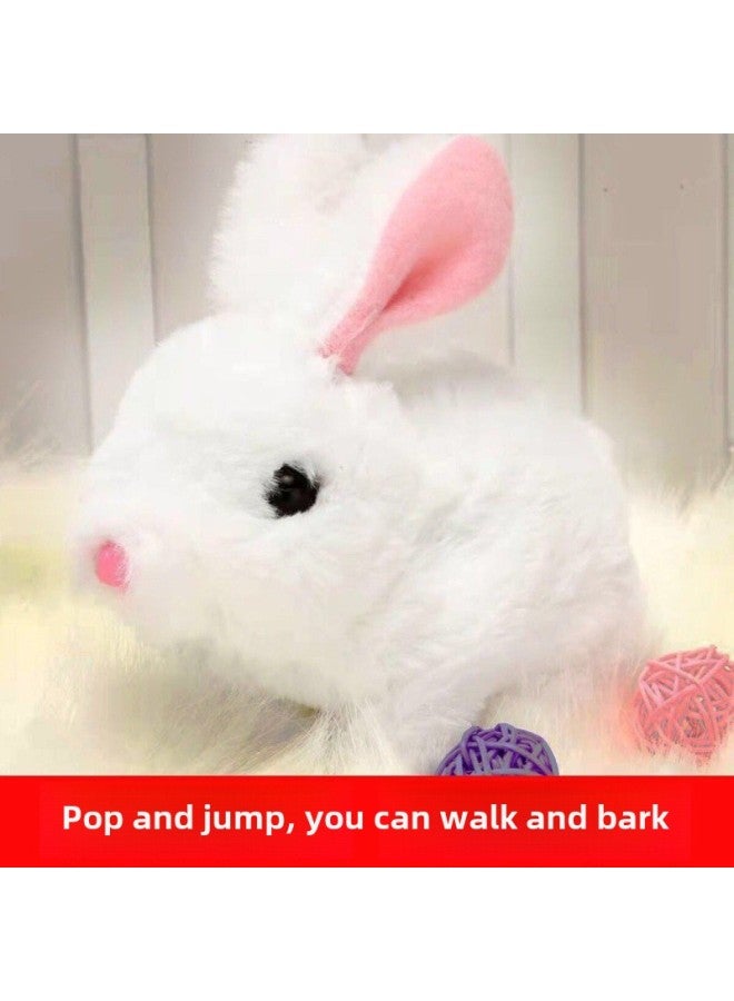 محاكاة أرنب كهربائي من القطيفة لعبة أرنب سيطلق عليها الأطفال اسم الطفل الأليف القفز على شكل أرنب أبيض هدية عيد ميلاد - اللون: أرنب أبيض + جرس + مقود - المواصفات: حزمة الشحن (إرسال مفك البراغي) - Image 2