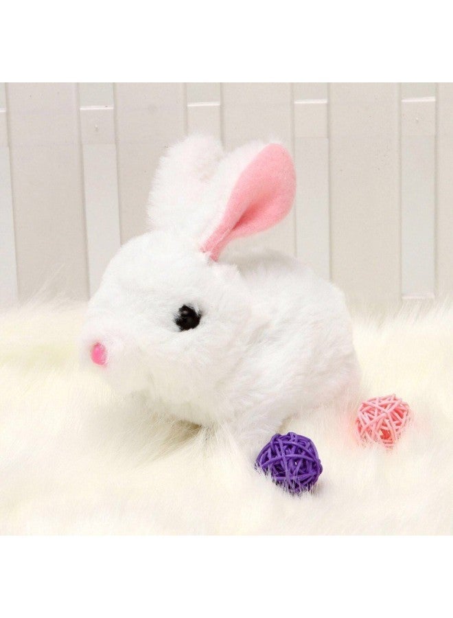 محاكاة أرنب كهربائي من القطيفة لعبة أرنب سيطلق عليها الأطفال اسم الطفل الأليف القفز على شكل أرنب أبيض هدية عيد ميلاد - اللون: أرنب أبيض + جرس + مقود - المواصفات: حزمة الشحن (إرسال مفك البراغي) - Image 1