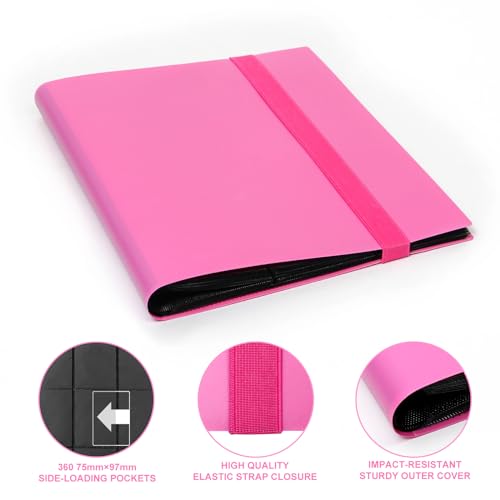 GEAoffice Card Binder 9 Pocket, 360 Pockets Trading Card Album Folder for Standard Cards, Side Loading Collection Folder for MTG, TCG, Sports (Rose Pink) - Image 2