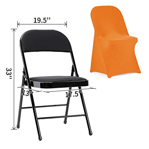 Peomeise Stretch Spandex Folding Chair Cover for Wedding Party Dining Banquet Event (Orange,6pcs) - Image 5