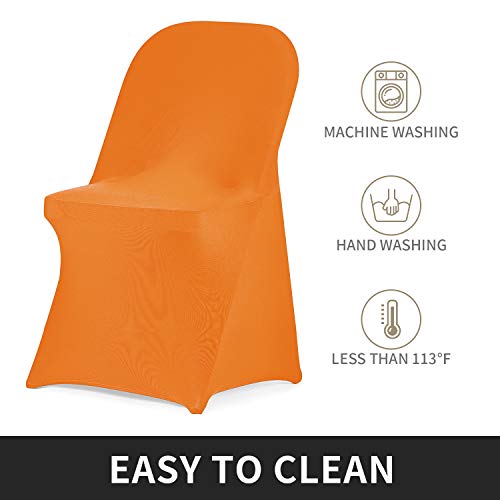 Peomeise Stretch Spandex Folding Chair Cover for Wedding Party Dining Banquet Event (Orange,6pcs) - Image 4