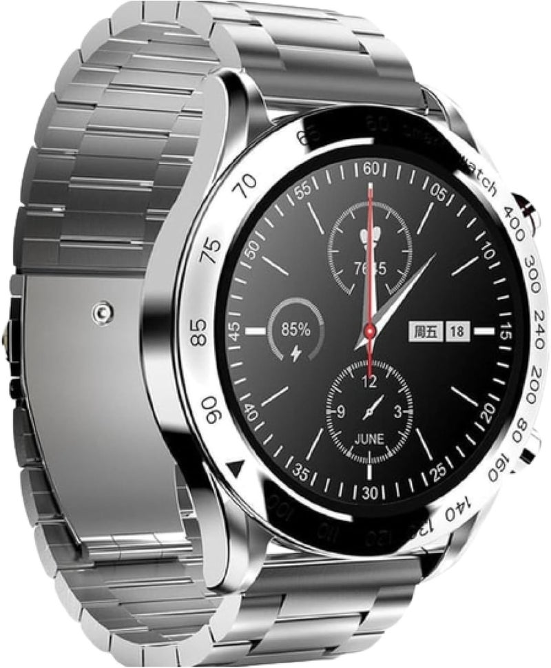 HiFuture FutureGo PRO Stainless Steel Smartwatch – Silver | 1.32" FHD Display, 20-Day Battery, 3ATM Water-Resistant, Heart Rate & SpO₂ Monitoring, 24 Sports Modes, Sleep Tracking - Image 1