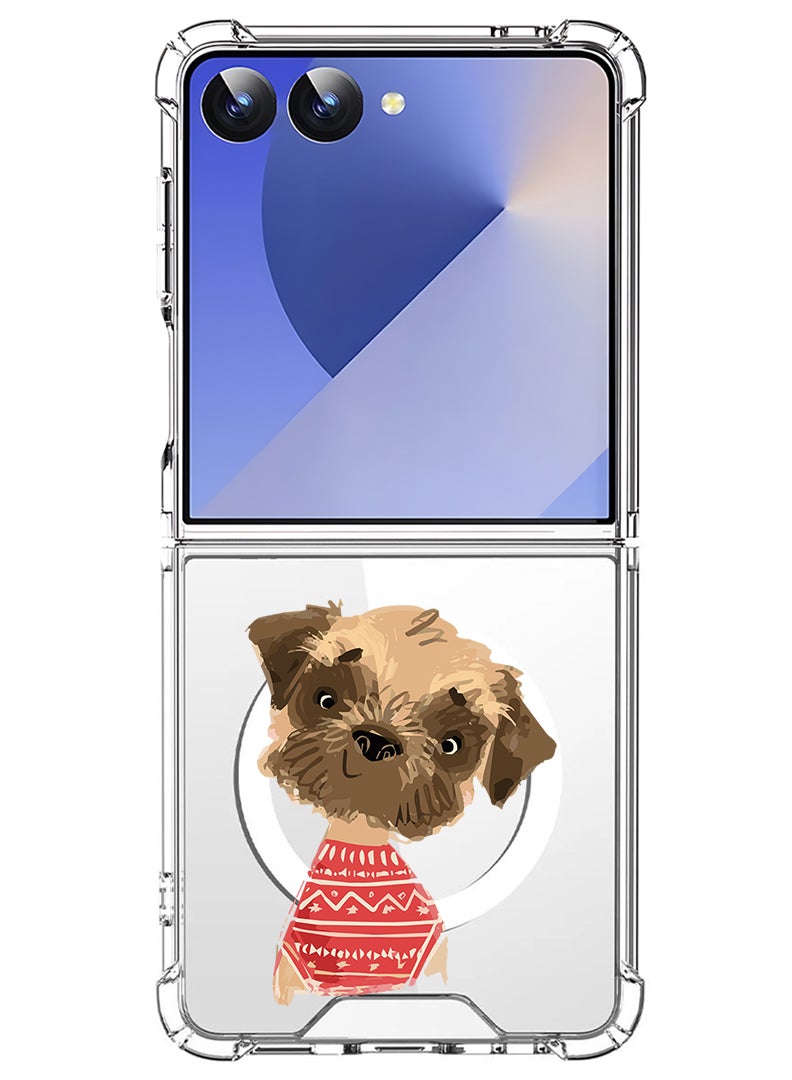 Theodor Magnetic Case for Samsung Galaxy Z Flip 7 Compatible with MagSafe Wireless Charging, Shockproof Phone Bumper Cover Dog - Image 1