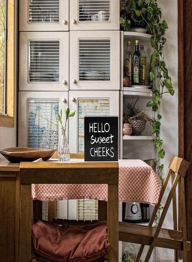 HEYTUYA Hello Sweet Cheeks Wooden Box Sign, Hello Sweet Cheeks Bathroom Decor, Funny Bathroom Shelf Decor Wall Decor Bathroom Signs, Rustic Black Farmhouse Sign - Image 5