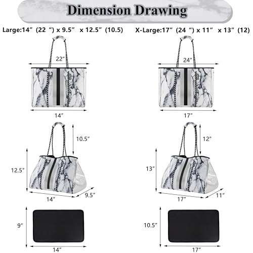 QOGiR Neoprene Multipurpose Beach Bag Tote with Inner Zipper Pocket (Marble, Large) - Image 2