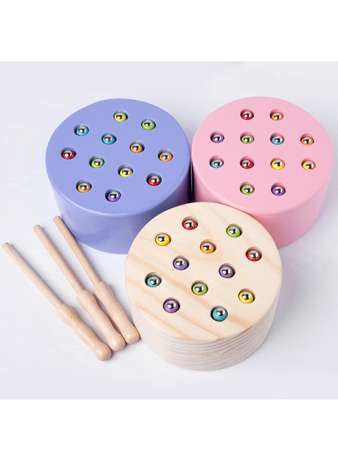 Montessori Children's Wooden Magnetic Insect Catching Baby Toys 0-1 Years Old 2 Baby Early Education Educational Parent-child Interactive Small Game-Color:Macaron Purple - Image 2