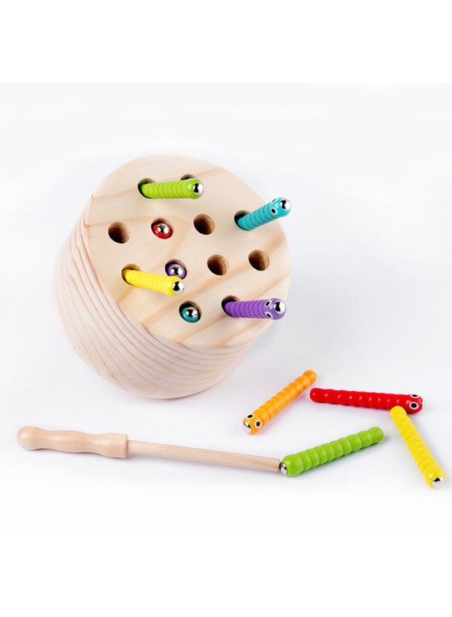 Montessori Children's Wooden Magnetic Insect Catching Baby Toys 0-1 Years Old 2 Baby Early Education Educational Parent-child Interactive Small Game-Color:Macaron Purple - Image 5